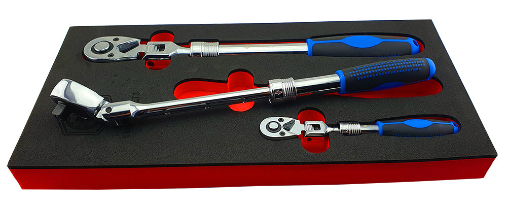 3Pc Extending Ratchet Wrench Set With Flex-Heads - Britool Hallmark