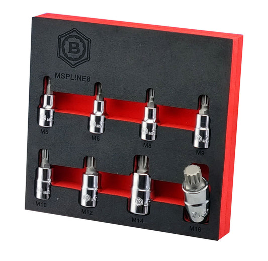 8Pc Spline / XZN Bit Socket Set, 3/8" & 1/2" Drive From Britool Hallmark