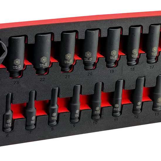 19PC 3/8" Drive Deep Hex 6-Point Impact Socket Set - Britool Hallmark