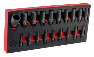 19PC 3/8" Drive Deep Hex 6-Point Impact Socket Set - Britool Hallmark