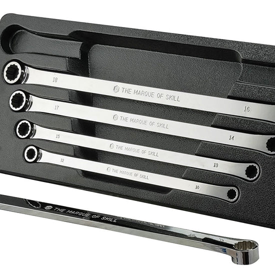5Pc Extra-Long Flat Ring Spanner Set 10-22mm From Britool Hallmark