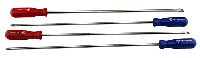 4Pc Extra Long Pozi, Phillips & Slotted Screwdriver Set From Britool Hallmark