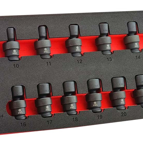3/8" Dr Flexi Swivel Joint Impact Socket Set 9-22mm - Britool Hallmark