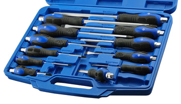 12 Piece Phillips & Slotted Screwdriver Set With Hammer Cap Britool Hallmark