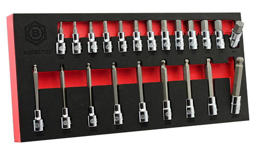 22Pc 3/8" Standard Hex & Long Ball-End Hex / Allen Key Bit Socket Set From Britool Hallmark