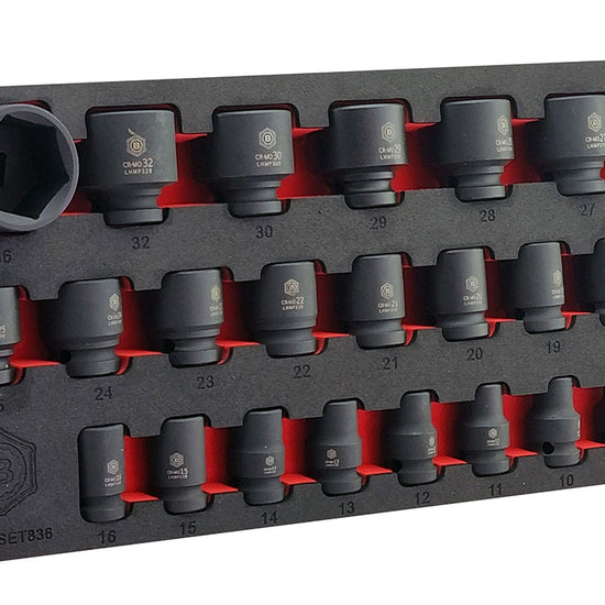 25Pc 1/2" Drive 6-Point Impact Socket Set, 8-36mm By Britool Hallmark