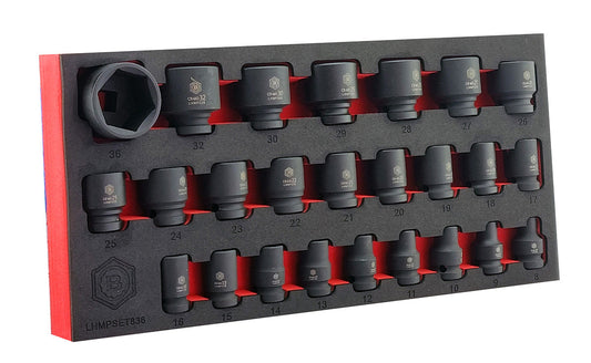 25Pc 1/2" Drive 6-Point Impact Socket Set, 8-36mm By Britool Hallmark