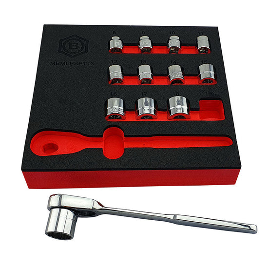 13Pc Low Profile / Restricted Access Socket & Ratchet Set From Britool Hallmark