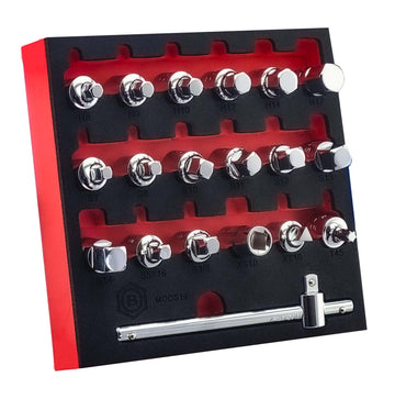 3/8" Drive 19Pc Oil Drain Plug Key Set - Britool Hallmark