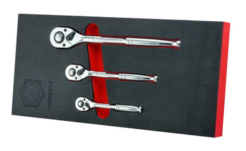 3-Piece 1/4", 3/8" & 1/2" Pear-Head Ratchet Wrench Set - Britool Hallmark