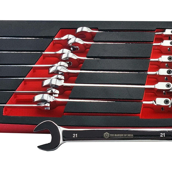 13pc Flexi Ratchet Spanner/Wrench Set 8-21mm + FREE Socket Adaptor Set - image 3