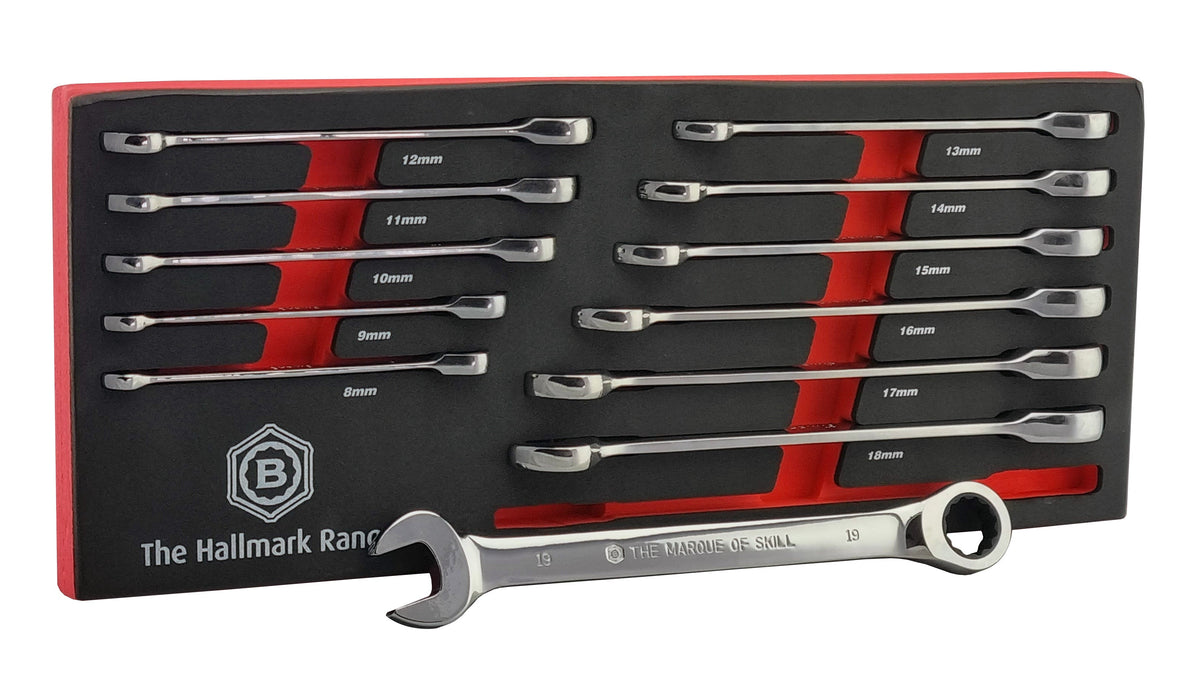 12pc Ratchet Spanner Set 8-19mm - Britool Hallmark