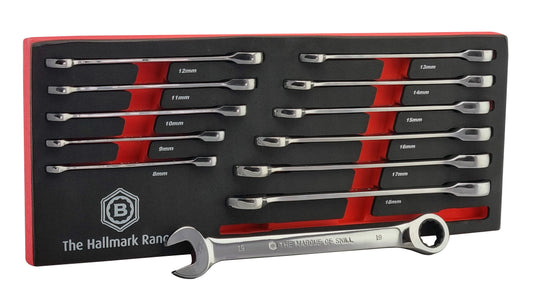 12pc Ratchet Spanner Set 8-19mm - Britool Hallmark
