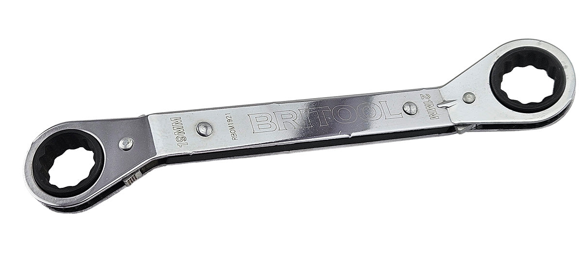Britool Hallmark Offset Ratcheting Box Wrench Spanner 19 X 21mm - Rbom1921