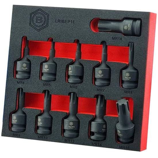 Britool Hallmark 1/2" Drive Ribe Impact Socket Set M4-M18