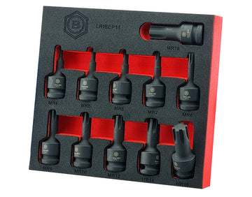 Britool Hallmark 1/2" Drive Ribe Impact Socket Set M4-M18
