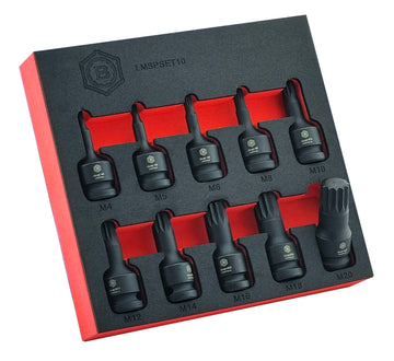 10Pc Spline Xzn Impact Driver Set, 1/2" Drive - Britool Hallmark