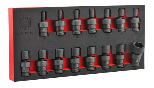 15Pc 1/2" Drive Flexi Swivel Joint Impact Socket Set 10-24mm By Britool Hallmark