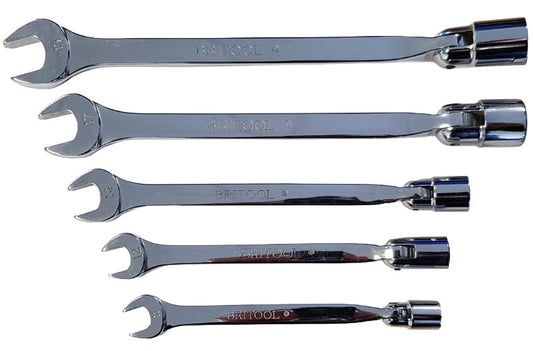 Britool England 5pc Combination Spanners with Flexi Socket