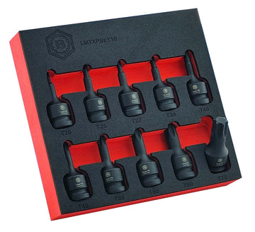 Torx / Star Impact Driver Set 10Pc, 1/2" Drive From Britool Hallmark