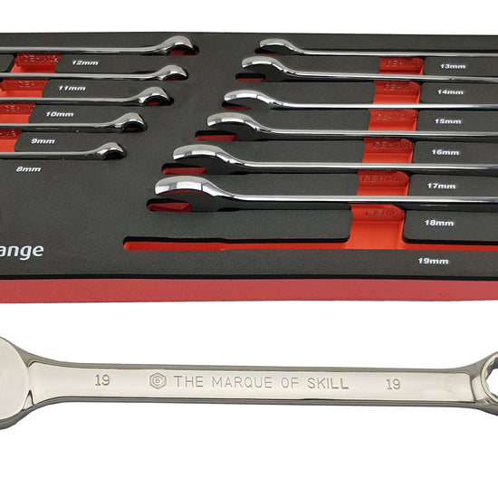 12 Pc Combination Spanner Set 8-19mm In Foam Tray - Britool Hallmark - image 3