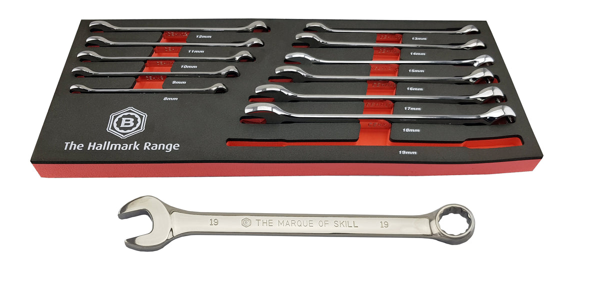 12 Pc Combination Spanner Set 8-19mm In Foam Tray - Britool Hallmark - image 3