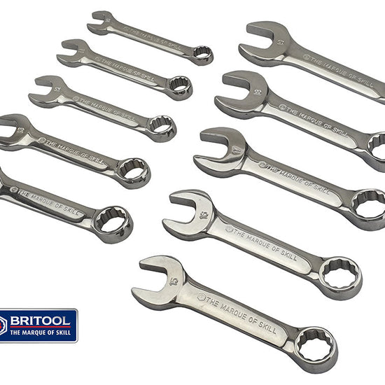 10pc Stubby Combination Spanner / Wrench Set 10-19mm - Britool Hallmark - image 4