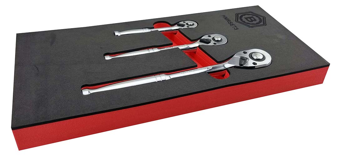 3-Piece 1/4", 3/8" & 1/2" Pear-Head Ratchet Wrench Set - Britool Hallmark - image 7