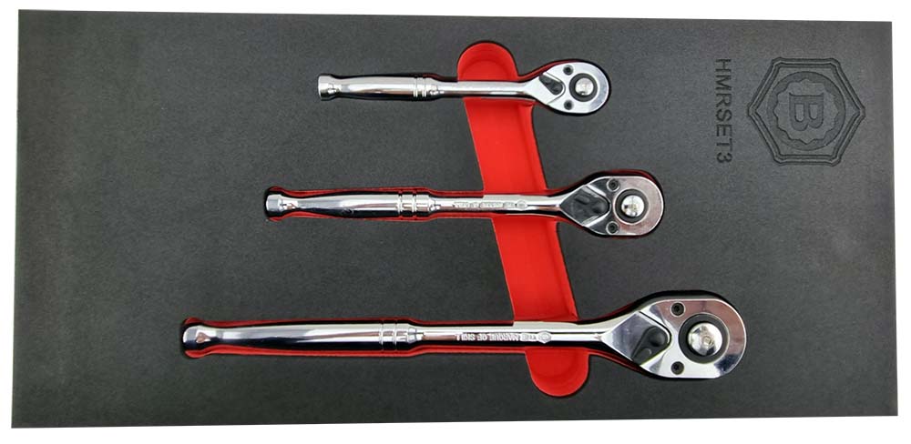 3-Piece 1/4", 3/8" & 1/2" Pear-Head Ratchet Wrench Set - Britool Hallmark - image 6