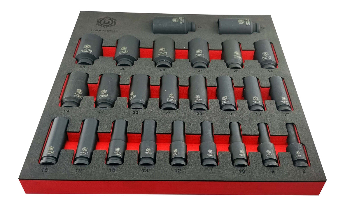 25Pc 1/2" Drive Deep Impact 12-Point Socket Set 8-36mm - Britool Hallmark - image 7