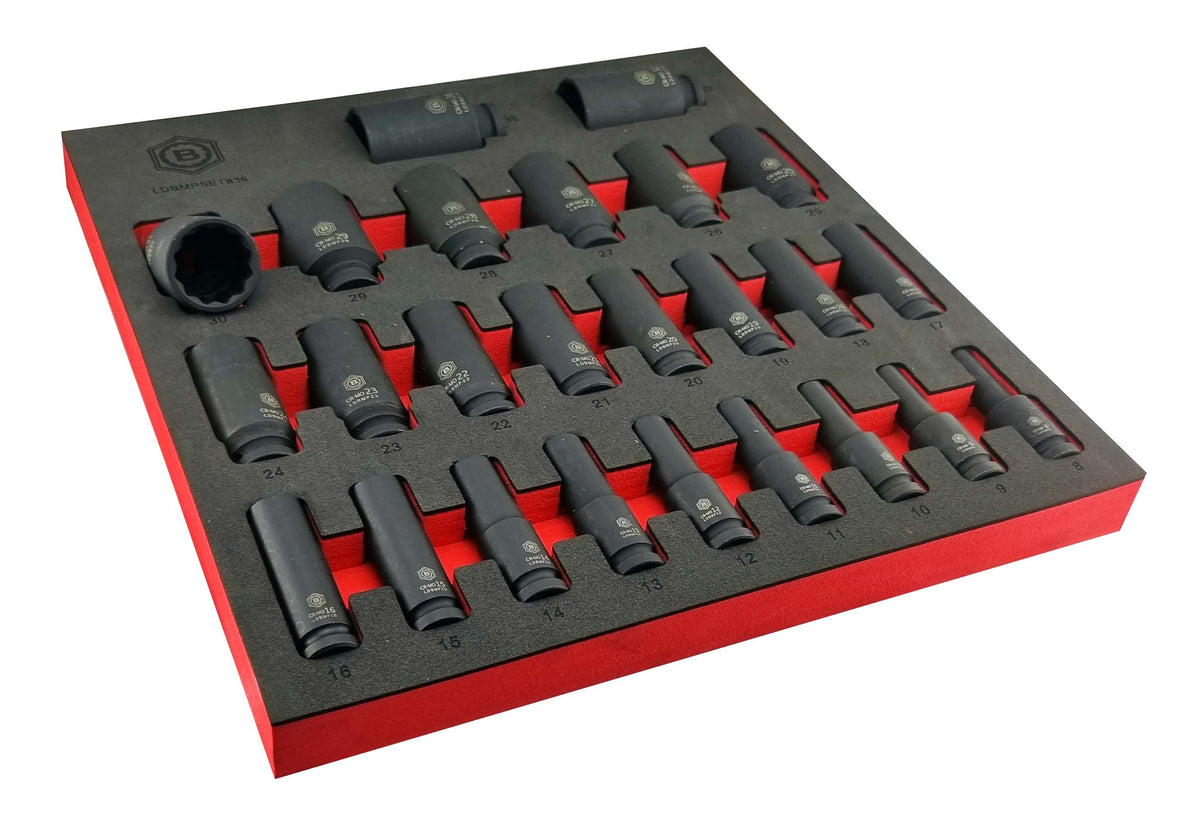 25Pc 1/2" Drive Deep Impact 12-Point Socket Set 8-36mm - Britool Hallmark - image 4