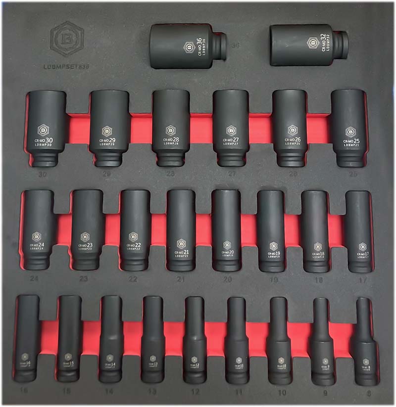 25Pc 1/2" Drive Deep Impact 12-Point Socket Set 8-36mm - Britool Hallmark - image 3
