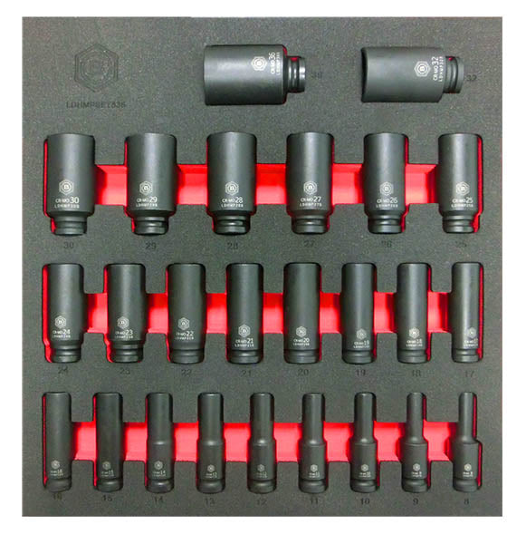 25Pc 1/2" Drive Deep 6-Point Impact Socket Set, 8-36mm By Britool Hallmark - image 6
