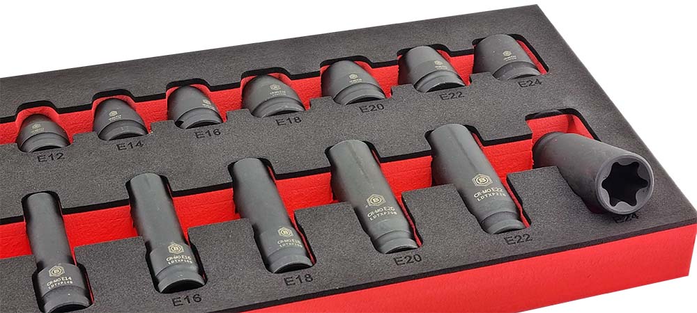 1/2" Drive Impact E-Torx Socket Set, Sizes E10-E24 - Britool Hallmark - image 6