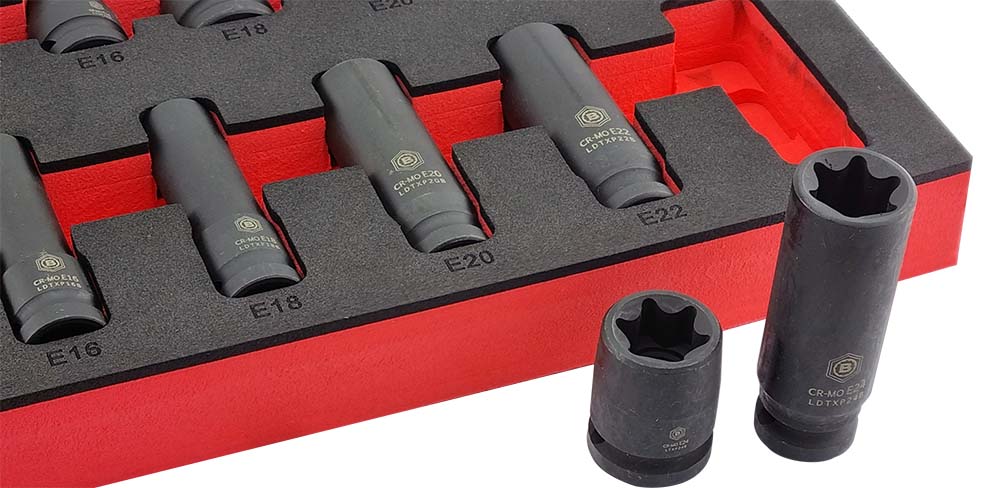 1/2" Drive Impact E-Torx Socket Set, Sizes E10-E24 - Britool Hallmark - image 2