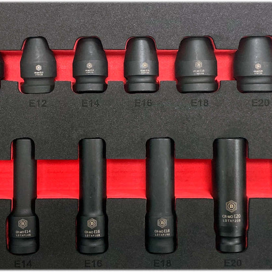 1/2" Drive Impact E-Torx Socket Set, Sizes E10-E24 - Britool Hallmark - image 4