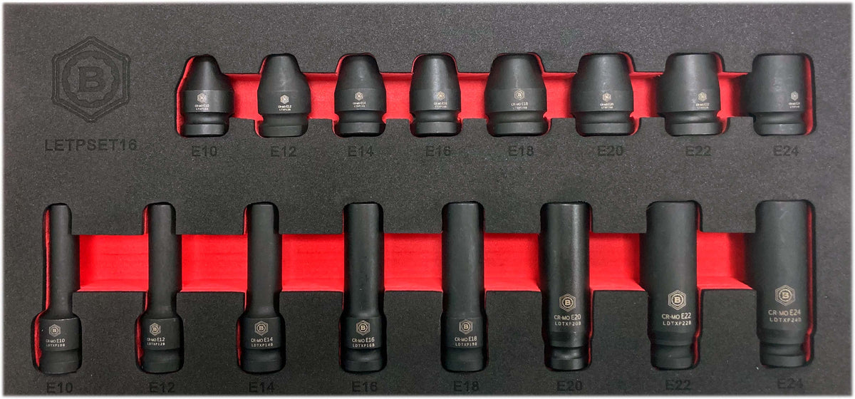 1/2" Drive Impact E-Torx Socket Set, Sizes E10-E24 - Britool Hallmark - image 4