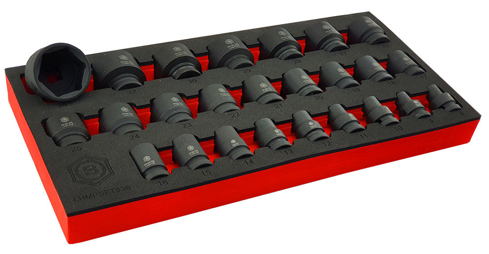 25Pc 1/2" Drive 6-Point Impact Socket Set, 8-36mm By Britool Hallmark - image 6