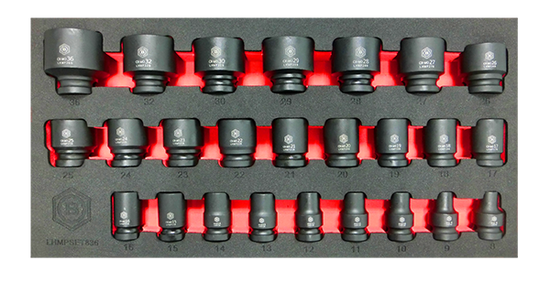 25Pc 1/2" Drive 6-Point Impact Socket Set, 8-36mm By Britool Hallmark - image 3