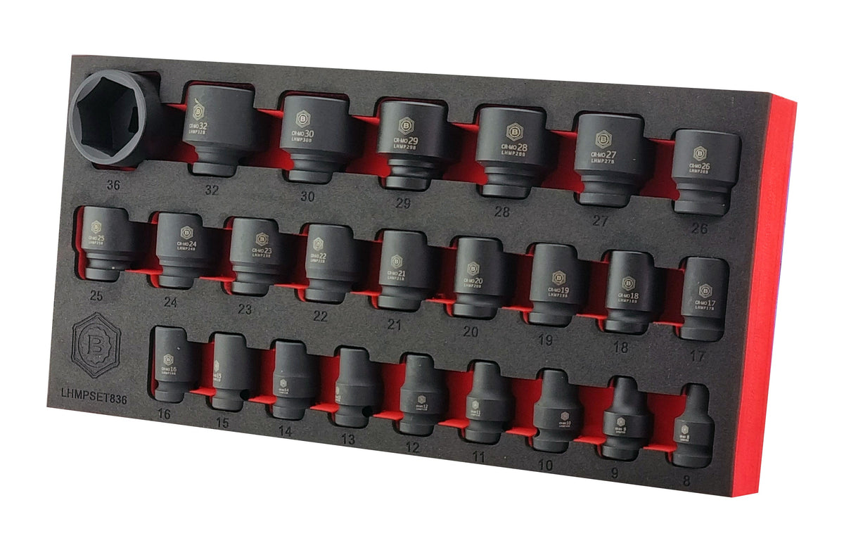 25Pc 1/2" Drive 6-Point Impact Socket Set, 8-36mm By Britool Hallmark - image 8