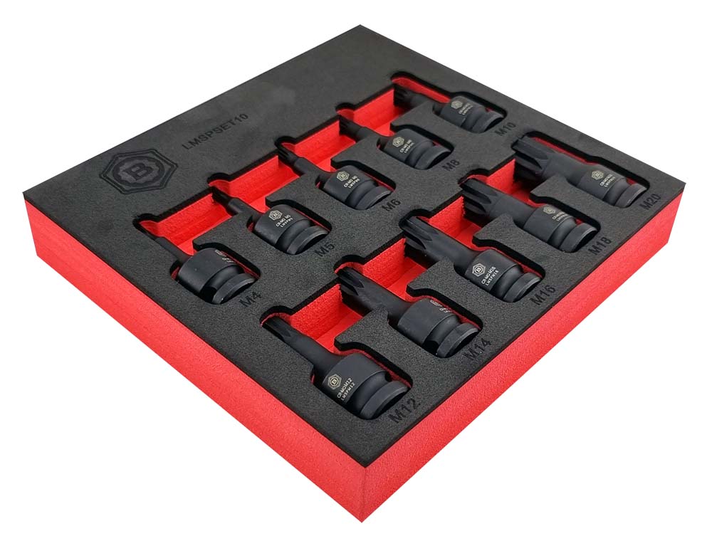 10Pc Spline Xzn Impact Driver Set, 1/2" Drive - Britool Hallmark - image 9