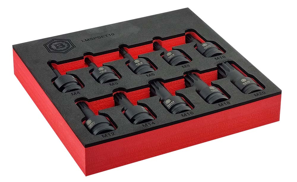 10Pc Spline Xzn Impact Driver Set, 1/2" Drive - Britool Hallmark - image 6