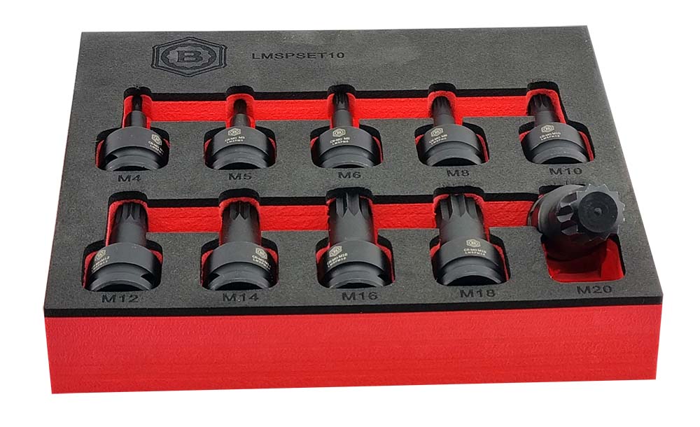 10Pc Spline Xzn Impact Driver Set, 1/2" Drive - Britool Hallmark - image 12
