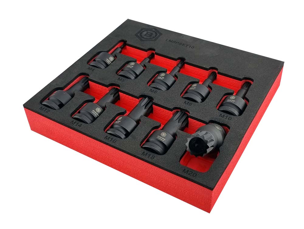 10Pc Spline Xzn Impact Driver Set, 1/2" Drive - Britool Hallmark - image 13