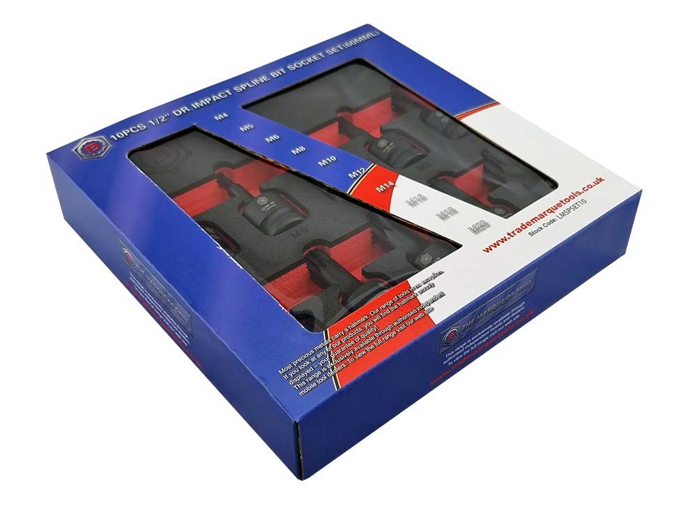 10Pc Spline Xzn Impact Driver Set, 1/2" Drive - Britool Hallmark - image 5