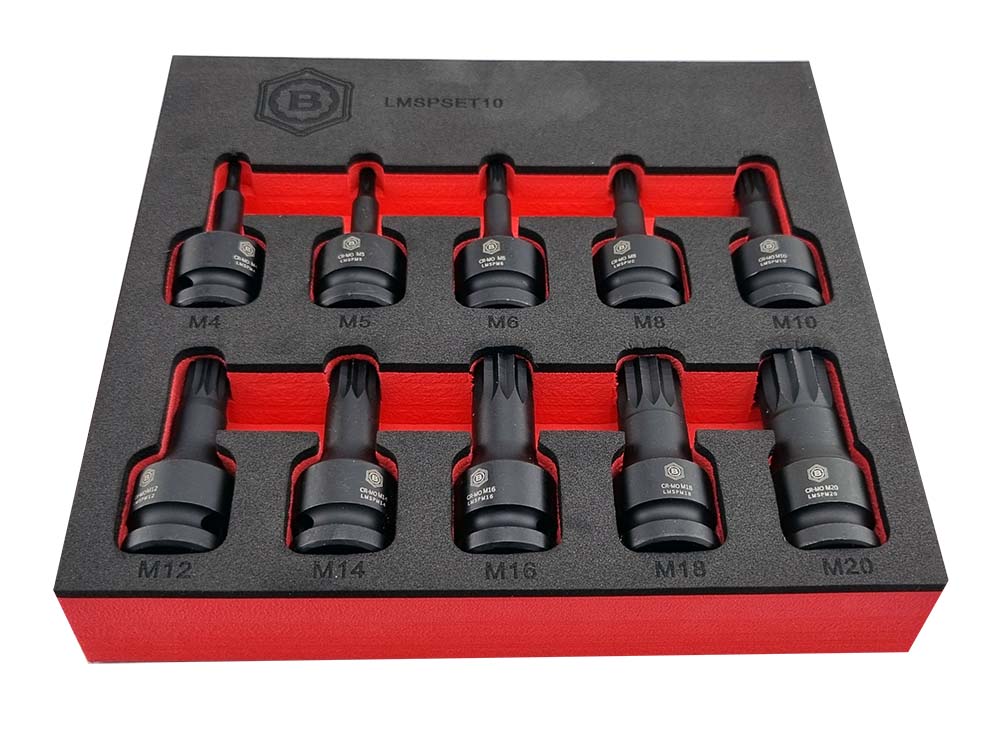 10Pc Spline Xzn Impact Driver Set, 1/2" Drive - Britool Hallmark - image 11