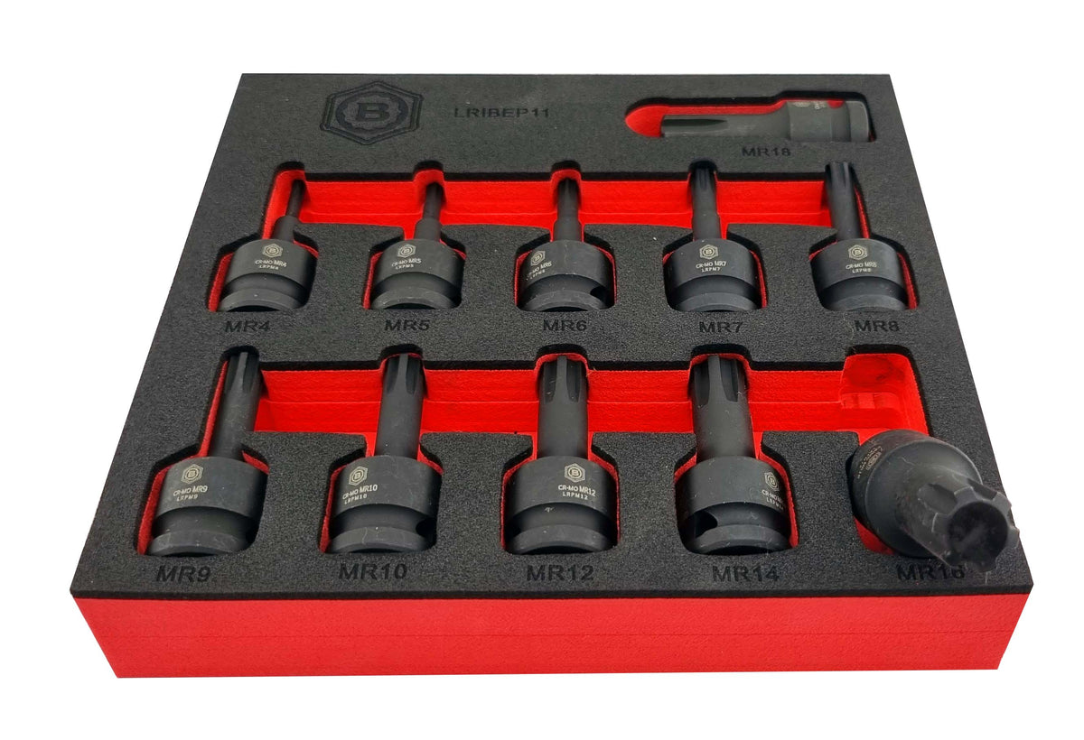 Britool Hallmark 1/2" Drive Ribe Impact Socket Set M4-M18 - image 7
