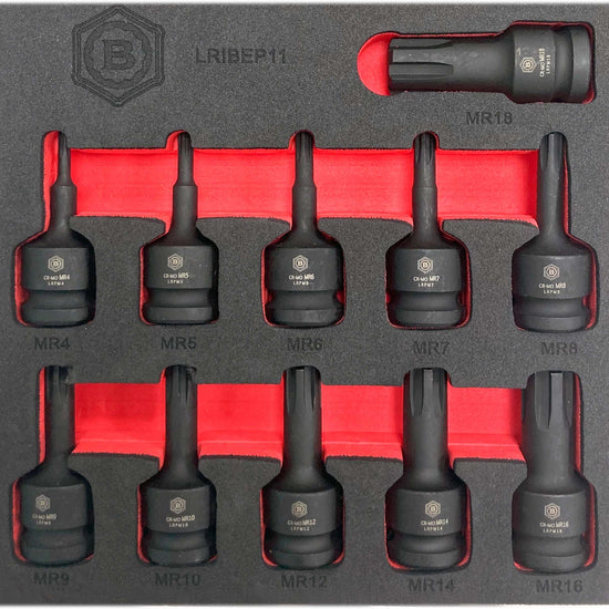 Britool Hallmark 1/2" Drive Ribe Impact Socket Set M4-M18 - image 5