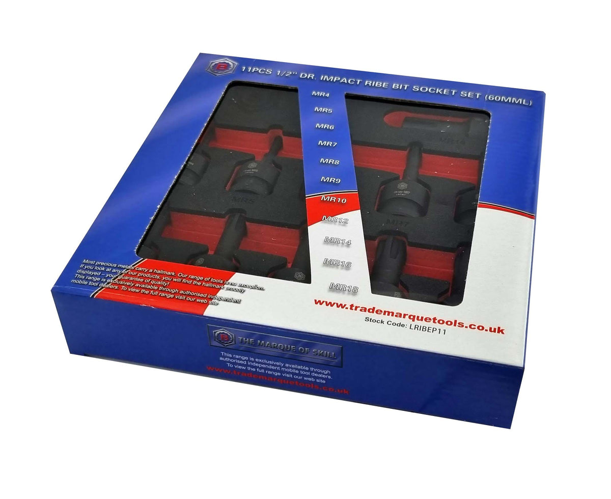 Britool Hallmark 1/2" Drive Ribe Impact Socket Set M4-M18 - image 9