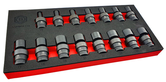 15Pc 1/2" Drive Flexi Swivel Joint Impact Socket Set 10-24mm By Britool Hallmark - image 2
